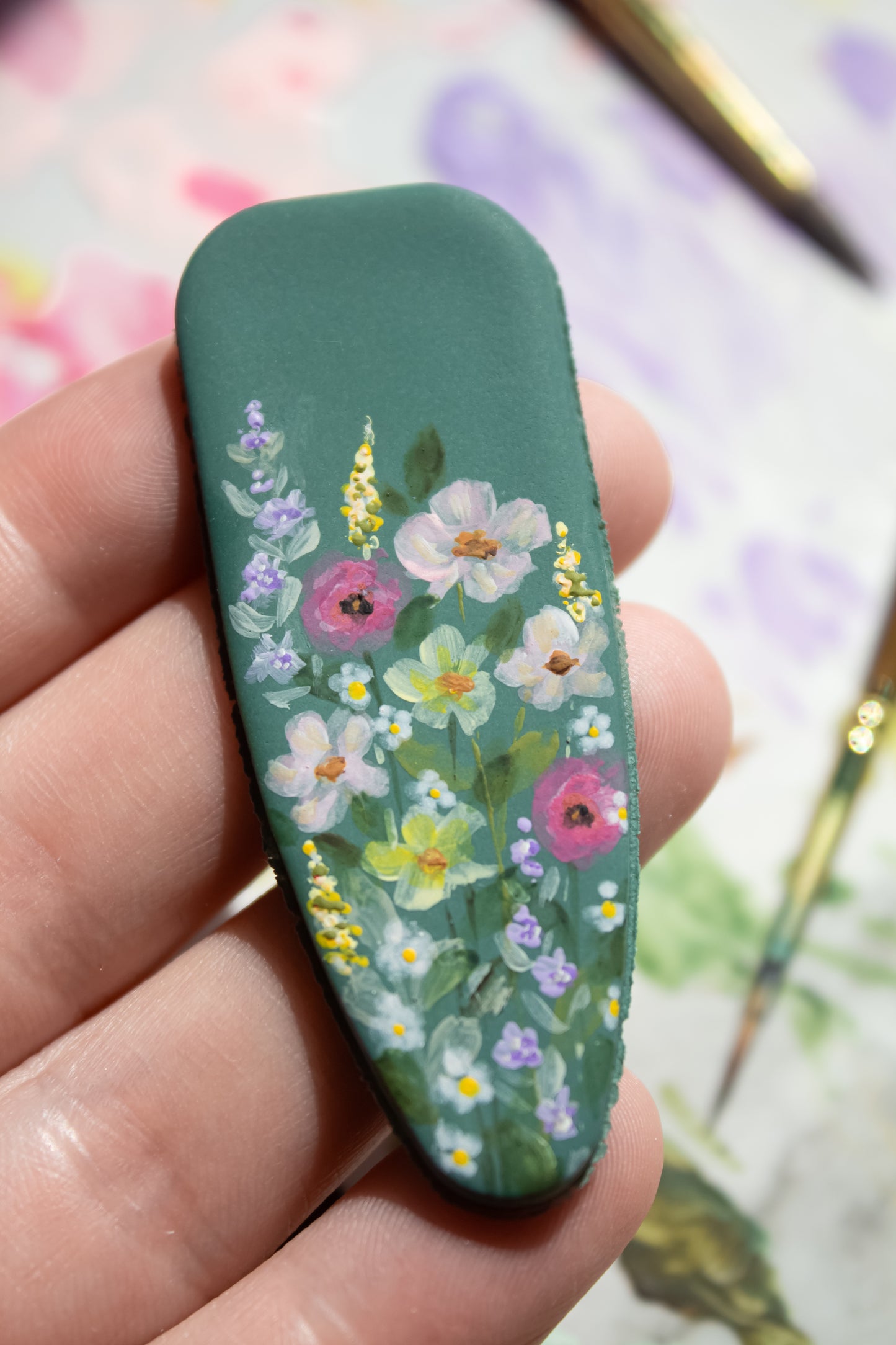 Painted Garden Hair Clip