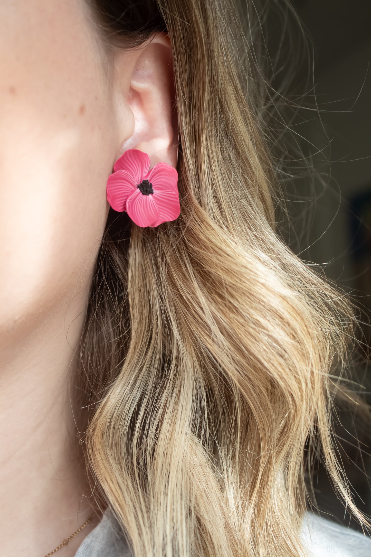 Pink Floral Studs