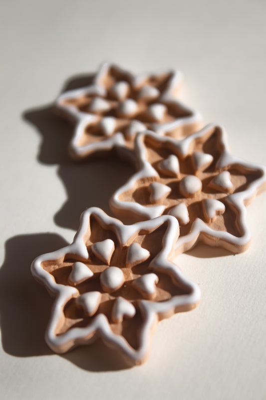 Gingerbread Snowflake Studs